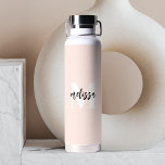 Monogram Brush Script Blush Pink Water Bottle<br><div class="desc">Bold serif monogram combined with brush handwritten calligraphy.</div>