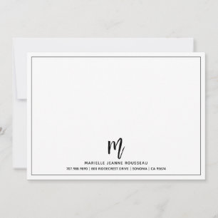 Monogram Brush Script Initial Name Border Card