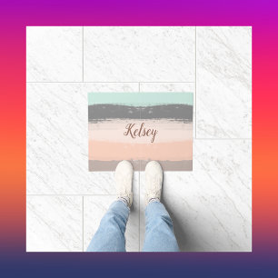 Monogram Brush Strokes Colourful   Doormat