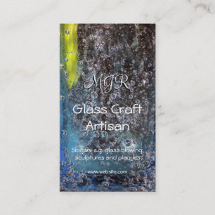 Monogram, Bubbles in Glass, Glassworker Business Card