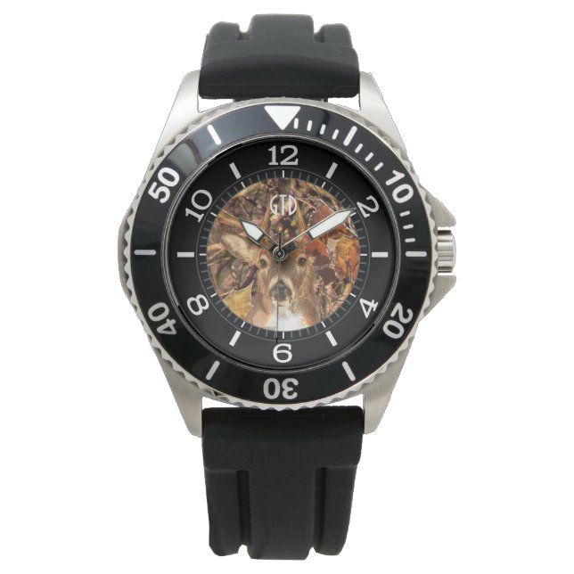 Monogram Buck in Fall Camo White Tail Deer Watch (Front)