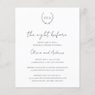 Monogram Budget Rehearsal Dinner Invitation