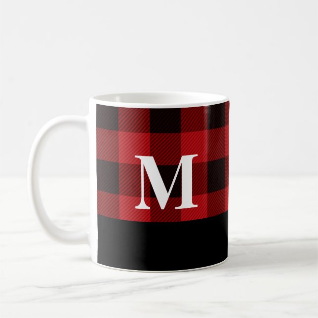 Monogram Buffalo Plaid Coffee Mug (Left)