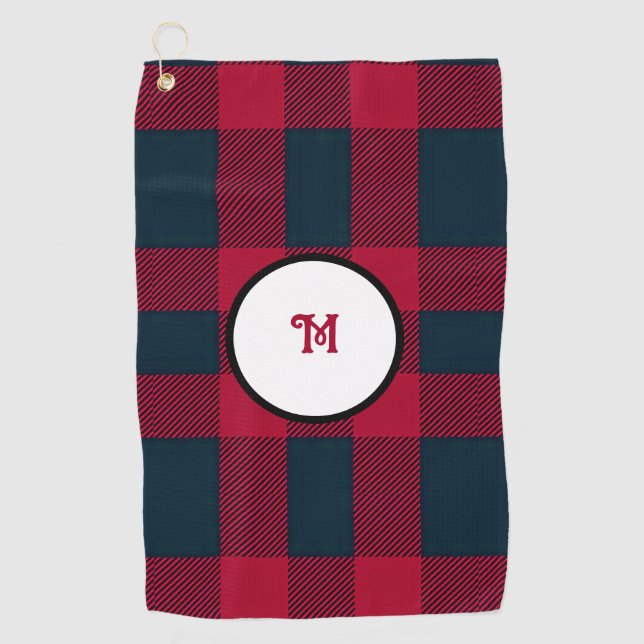 Monogram buffalo plaid golf towel (Front)