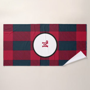Monogram buffalo plaid Towel