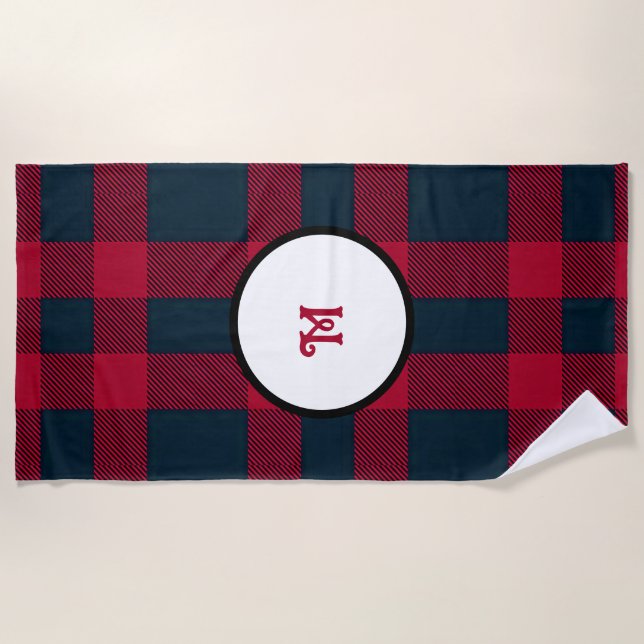 Monogram buffalo plaid Towel (Front)