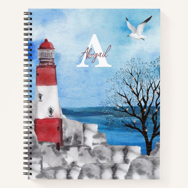 Monogram Bullet Journal Lighthouse Scene (Front)