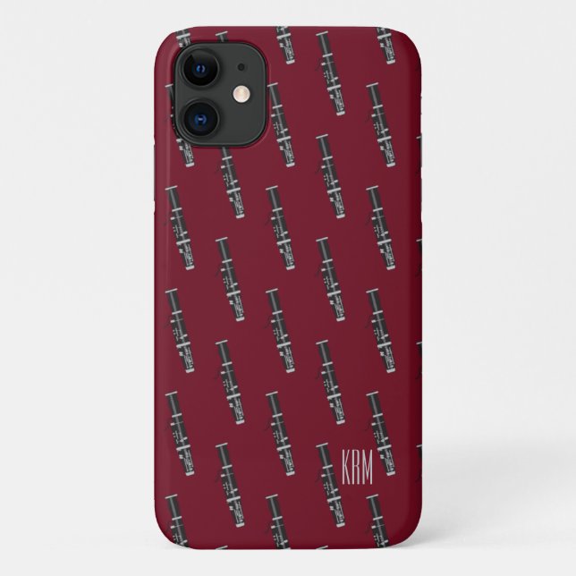 Monogram Burgundy Bassoon Case-Mate iPhone Case (Back)