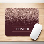 Monogram Burgundy Blush Pink Rose Gold Glitter Mouse Mat<br><div class="desc">Rose Gold - Pink and Burgundy Faux Glitter Sparkle Elegant and Modern Chic Trendy Luxury Monogrammed Mouse Pad. These monogram - add your own name customised mousepad can be updated with your name.</div>