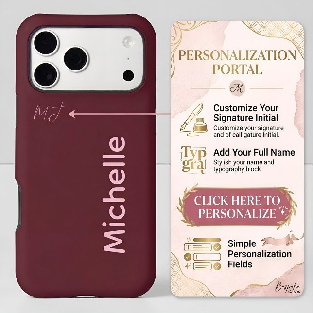Monogram Burgundy Bubblegum Pink Custom Name Gift  (Creator Uploaded)