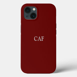 Monogram Burgundy Maroon Dark Red White iPhone 13 Case