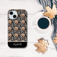 Monogram Burnt Orange Rust Black Grey Floral