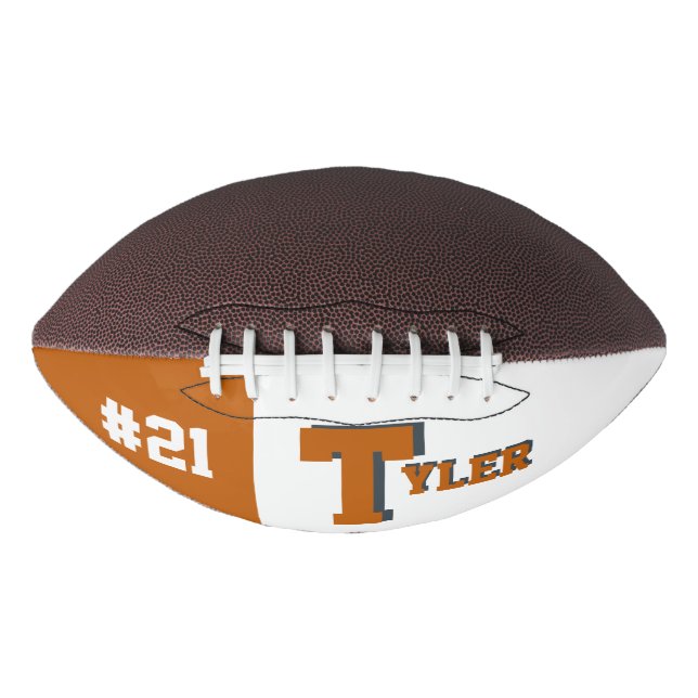 Monogram Burnt Orange & White American Football (Front)
