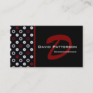 Monogram Business Card :: Black, White & Red