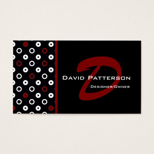 Monogram Business Card :: Black, White & Red