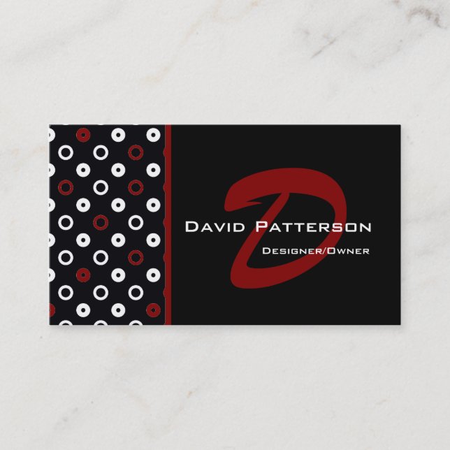 Monogram Business Card :: Black, White & Red (Front)