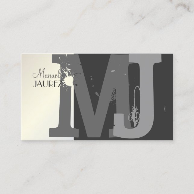 Monogram Business Card en retro colours (Front)