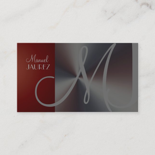 Monogram Business Card faux brushed steel (Front)