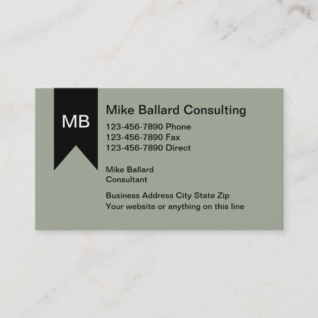 Monogram Business Consultant Business Cards (Front)
