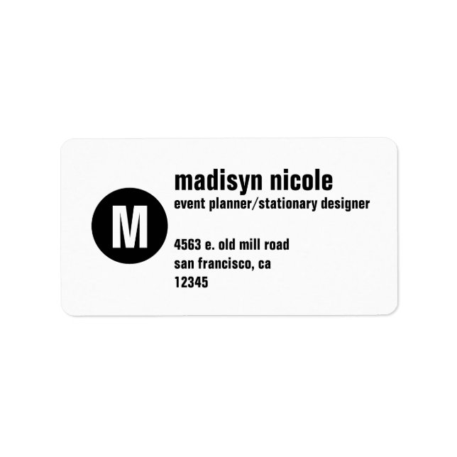 MONOGRAM BUSINESS LABEL (Front)