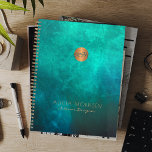 Monogram business professional watercolor green planner<br><div class="desc">Sophisticated modern glamourous professional luxury looking office planner featuring a washed deep emerald green watercolor background and a copper good glitter circled personal or company monogram initial.            Perfect for home interior designer office,  beauty salon,  fashion designer,  architect,  artist,  consultant,  manager,  director wedding,  or other events planner.</div>