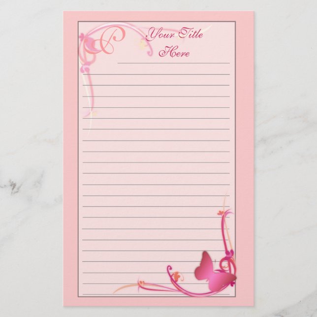 Monogram Butterfly Stationery (Front)