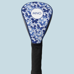 Monogram Butterfly Watercolor Blue Golf Head Cover