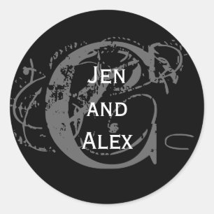 Monogram C and Names Black Sticker