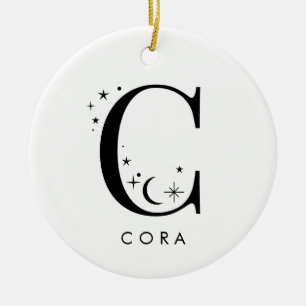 Monogram C Celestial Name  Ceramic Tree Decoration