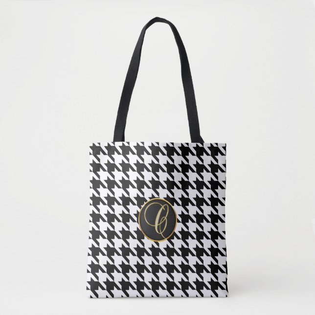Monogram C Hounds tooth   tote bag (Front)