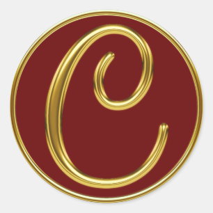 Monogram C in 3D gold Classic Round Sticker