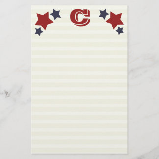 Monogram C / Initial C Stars & Stripes Stationery