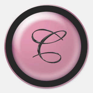 Monogram C Invitations Classic Round Sticker