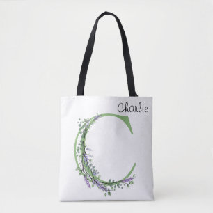 Monogram C Lavender Eucalyptus Tote Bag