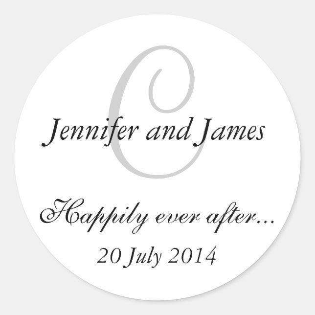 Monogram C Stickers for Wedding Favours (Front)