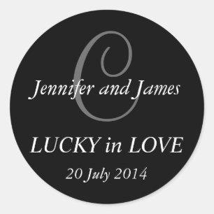 Monogram C Stickers for Weddings Black