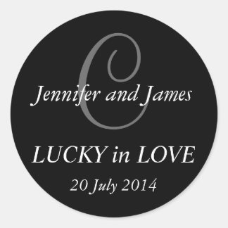 Monogram C Stickers for Weddings Black