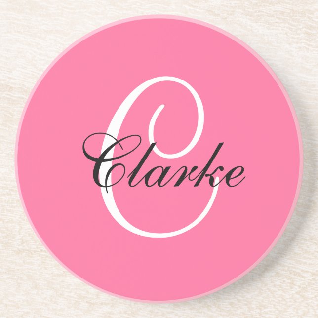 Monogram C Wedding Anniversary Coaster Pink (Front)