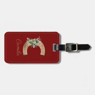 Monogram C wood letter succulent red Luggage Tag