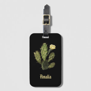 Monogram Cactus Flower Vintage Black Luggage Tag