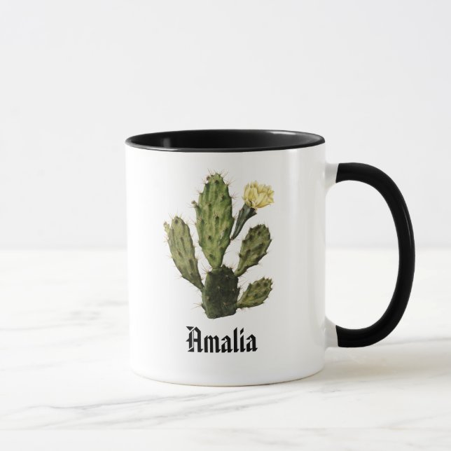Monogram Cactus Flower Vintage Mug (Right)