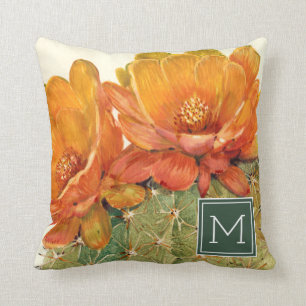 Monogram   Cactus Orange Blossoms Cushion