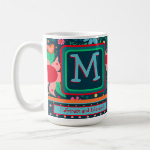 Monogram Caffeinate & Educate Teacher Initial Coffee Mug