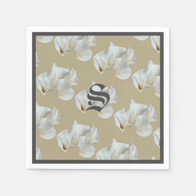 Monogram Calla Lillies Napkin (Front)