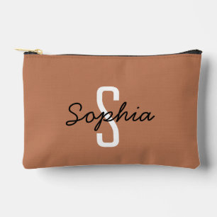 Monogram Calligraphy Custom Name Caramel Accessory Pouch
