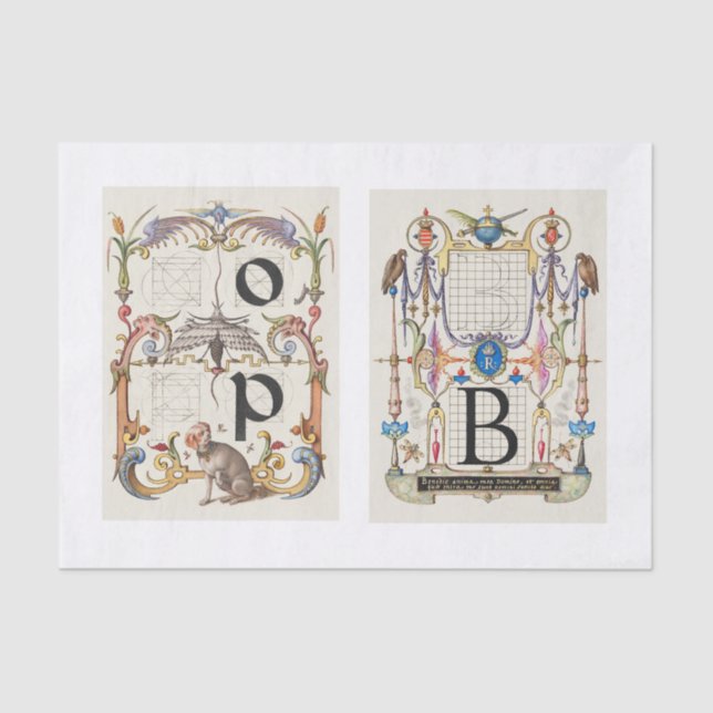Monogram calligraphy decoupage tissue paper (Front)