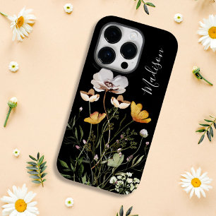 Monogram Calligraphy Dried Wildflower Bouquet iPhone 14 Pro Case