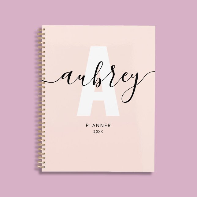 Monogram Calligraphy Girly Blush Pink Planner (Creator Uploaded)