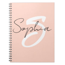 Monogram Calligraphy Study Notes Binder With Pink