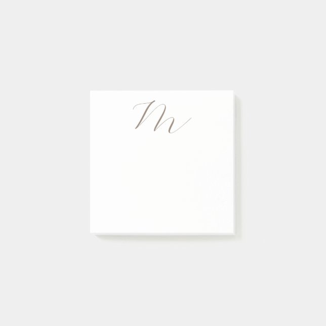 Monogram Calligraphy Unique Plain Modern Post-it Notes (Front)